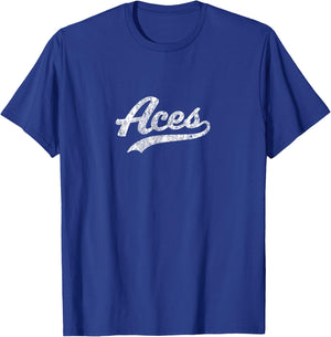Aces T Shirt Vintage Sports Name Design T-Shirt - T-Shirt | Royal
