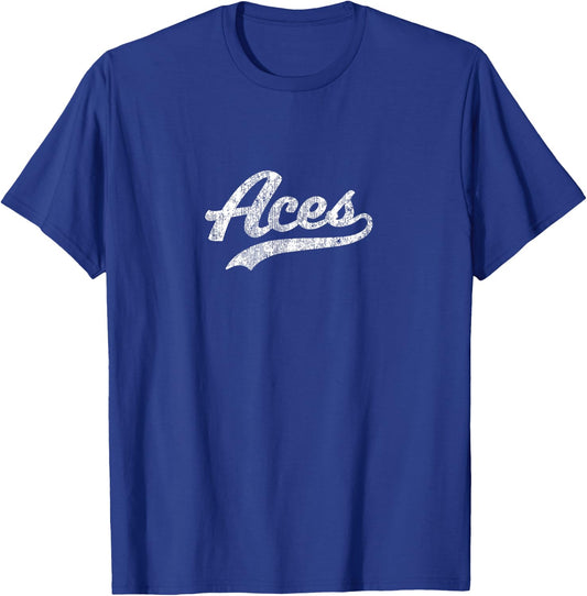 Aces T Shirt Vintage Sports Name Design T-Shirt - T-Shirt | Royal