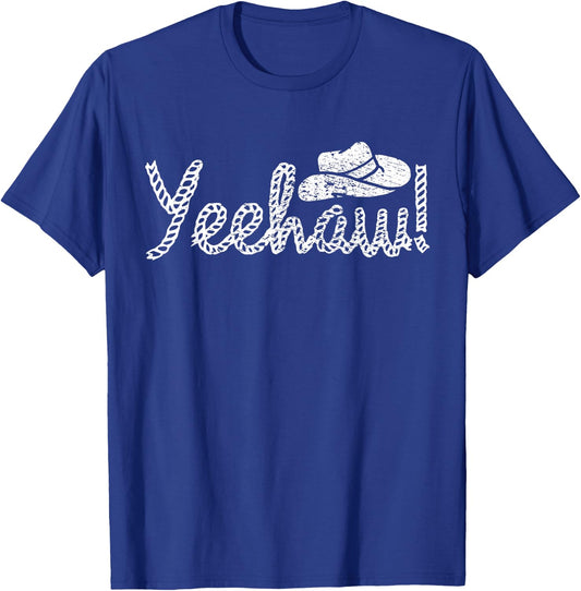 Vintage Yeehaw Cowboy Western Country T-Shirt - T-Shirt | Royal