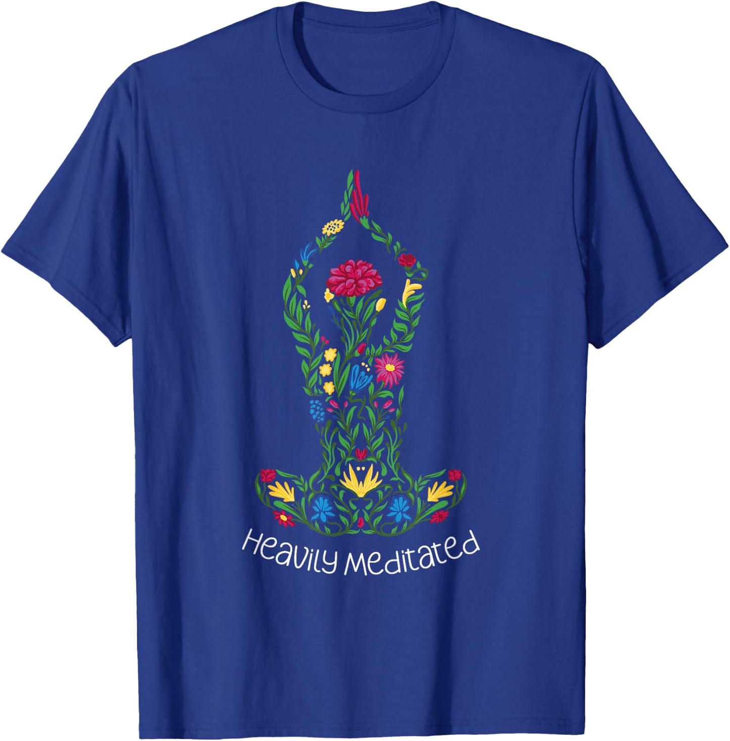 Heavily Meditated Floral Yoga Meditation Art T-Shirt - T-Shirt | Royal