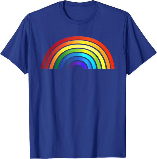 Rainbow - Rainbow Simple Style Basic Stripe Design T-Shirt - T-Shirt | Royal