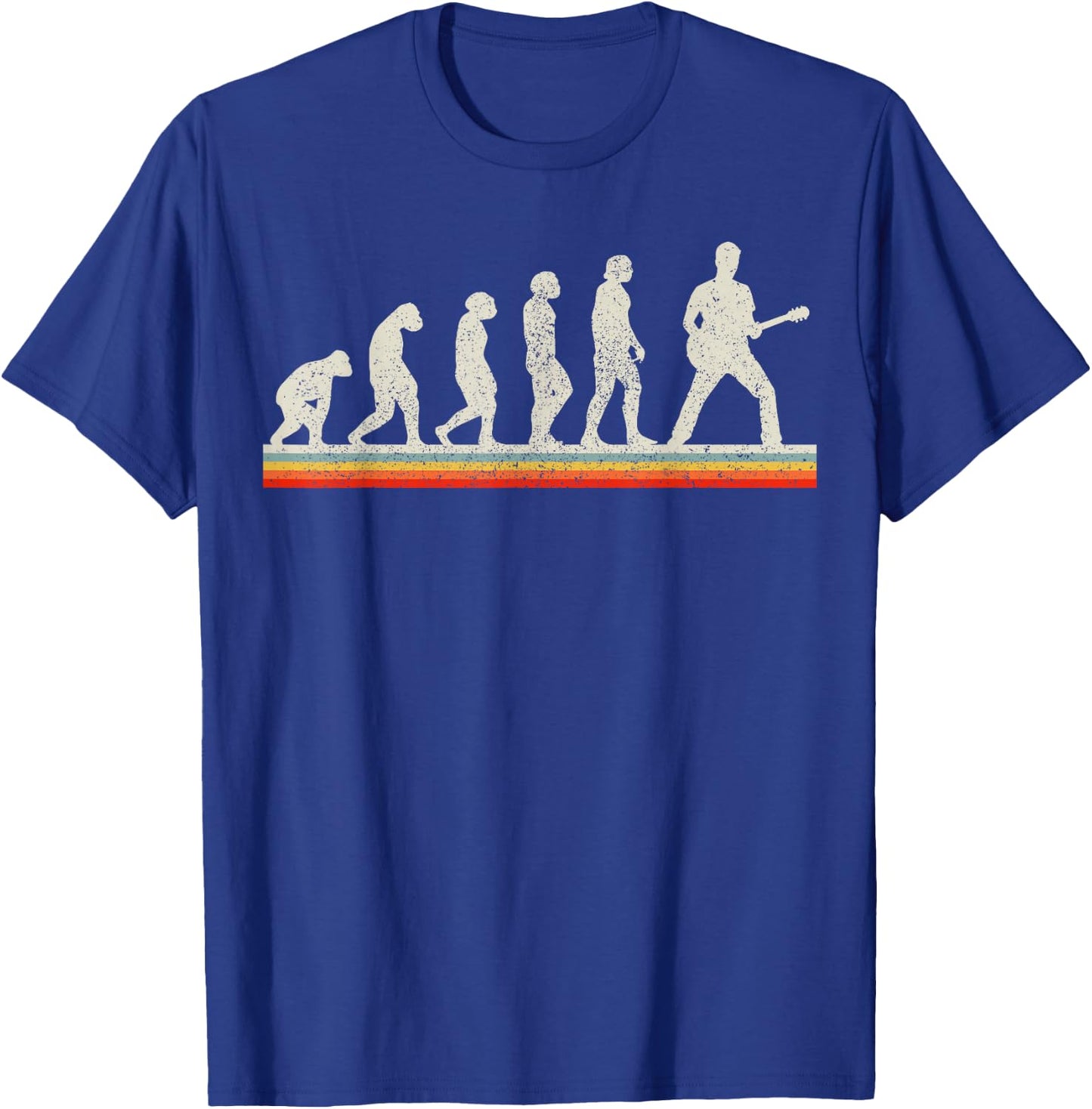 Guitar Player Evolution Vintage Retro Funny Guitar Gift T-Shirt - T-Shirt | Royal