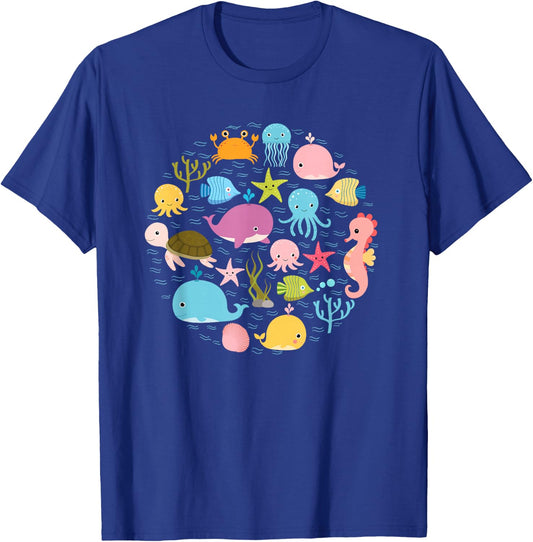 Sea Animal - Cute Ocean Shirt With Fish For Summer T-Shirt - T-Shirt | Royal