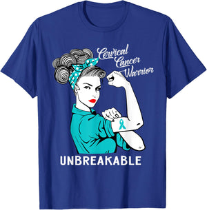 Cervical Cancer Warrior Unbreakable Awareness Gift T-Shirt - T-Shirt | Royal