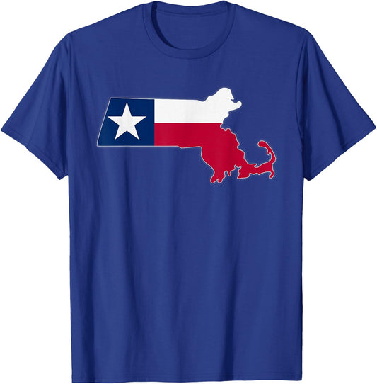 MASSACHUSETTS STATE MAP TEXAS TX Flag Roots Men Women Gift T-Shirt - T-Shirt | Royal