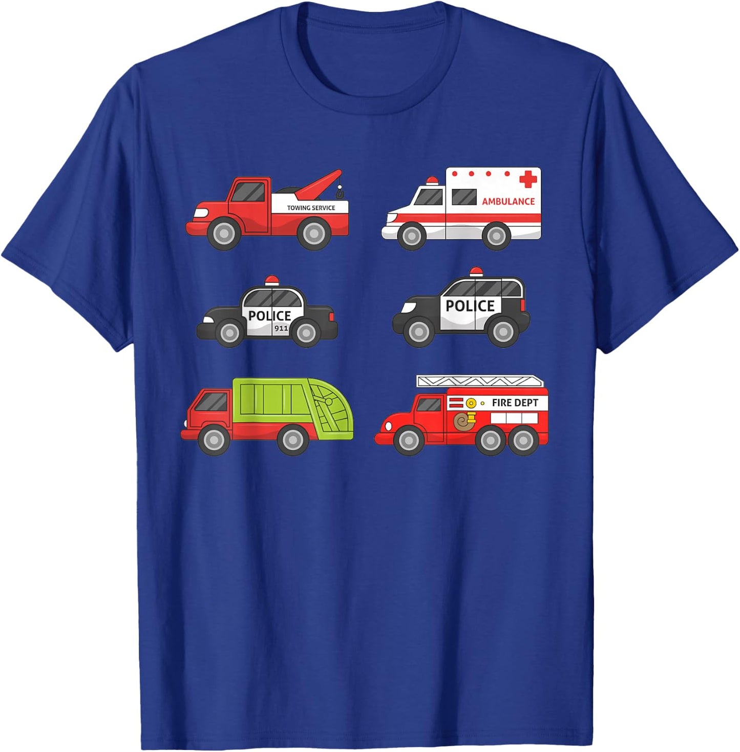 Emergency Vehicles Fire Truck Police Car Ambulance Shirt T-Shirt - T-Shirt | Royal
