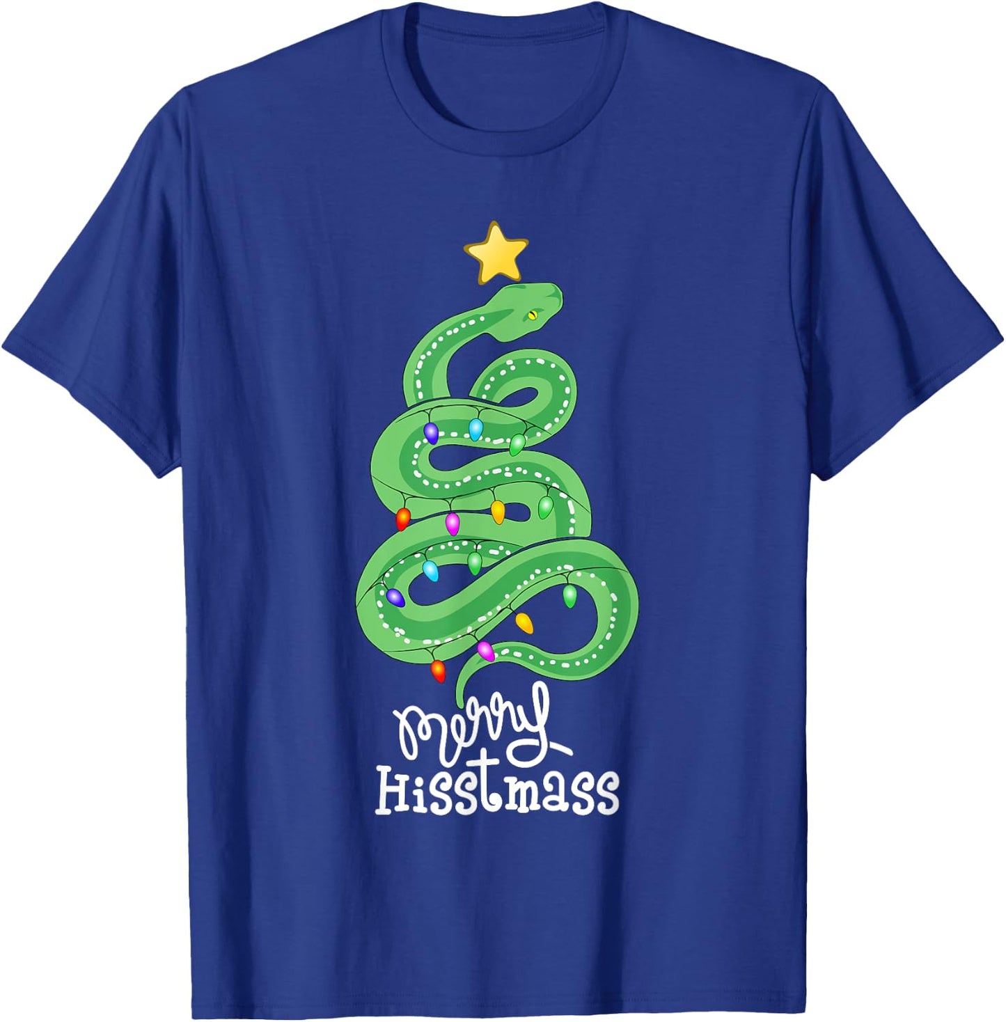 Funny Merry Hisstmass Python Snake Merry Christmas Tree T-Shirt - T-Shirt | Royal