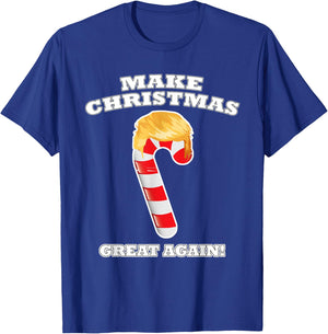 Make Christmas Great Again Holiday Candy Cane Trump Hair T-Shirt - T-Shirt | Royal