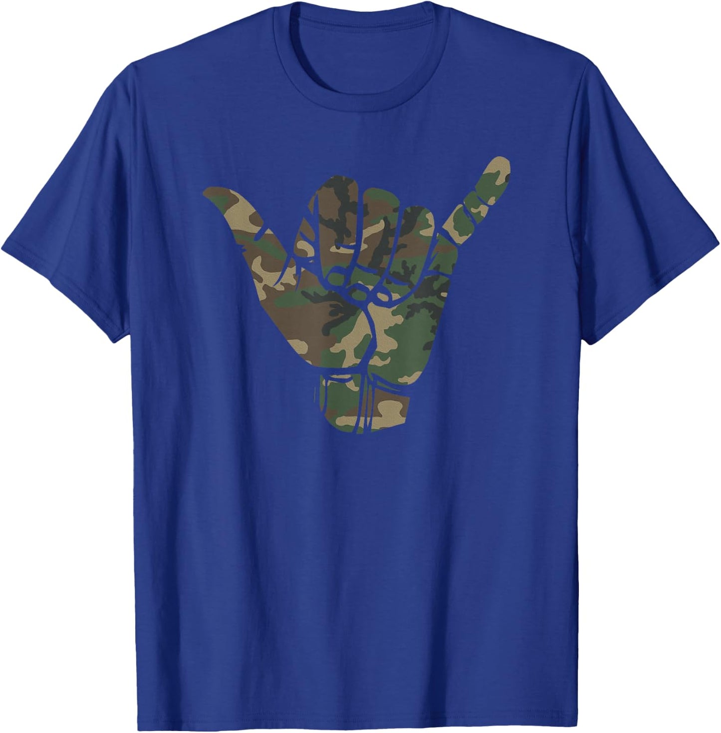 Surfs Up Camouflage Hawaii Shaka Sign Shirt Art-Retro Shaka T-Shirt - T-Shirt | Royal