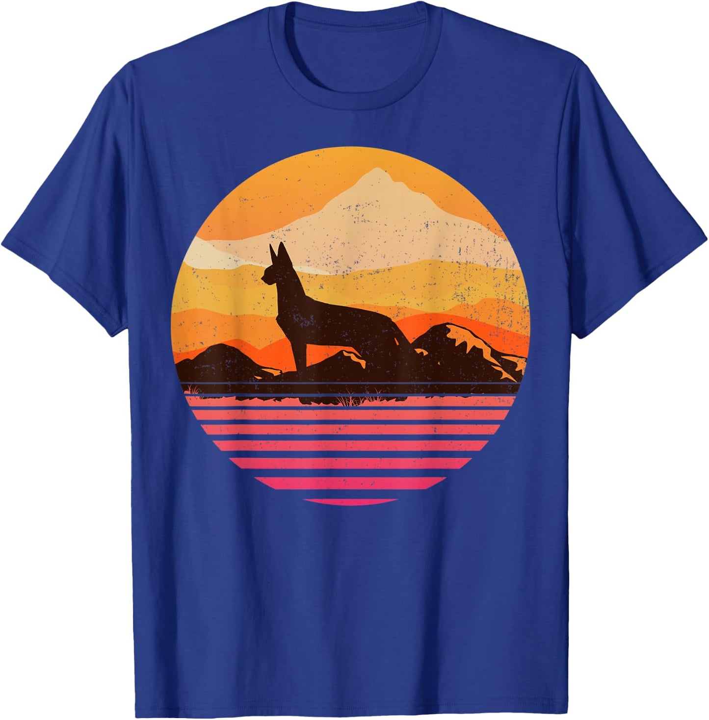 AFRICAN SERVAL Sun Mountain Vintage Retro T-Shirt - T-Shirt | Royal