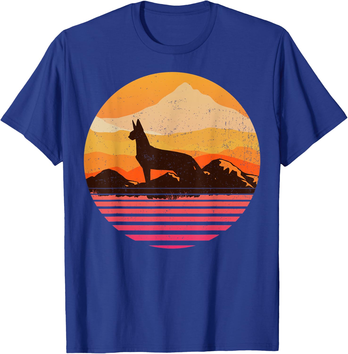 AFRICAN SERVAL Sun Mountain Vintage Retro T-Shirt - T-Shirt | Royal