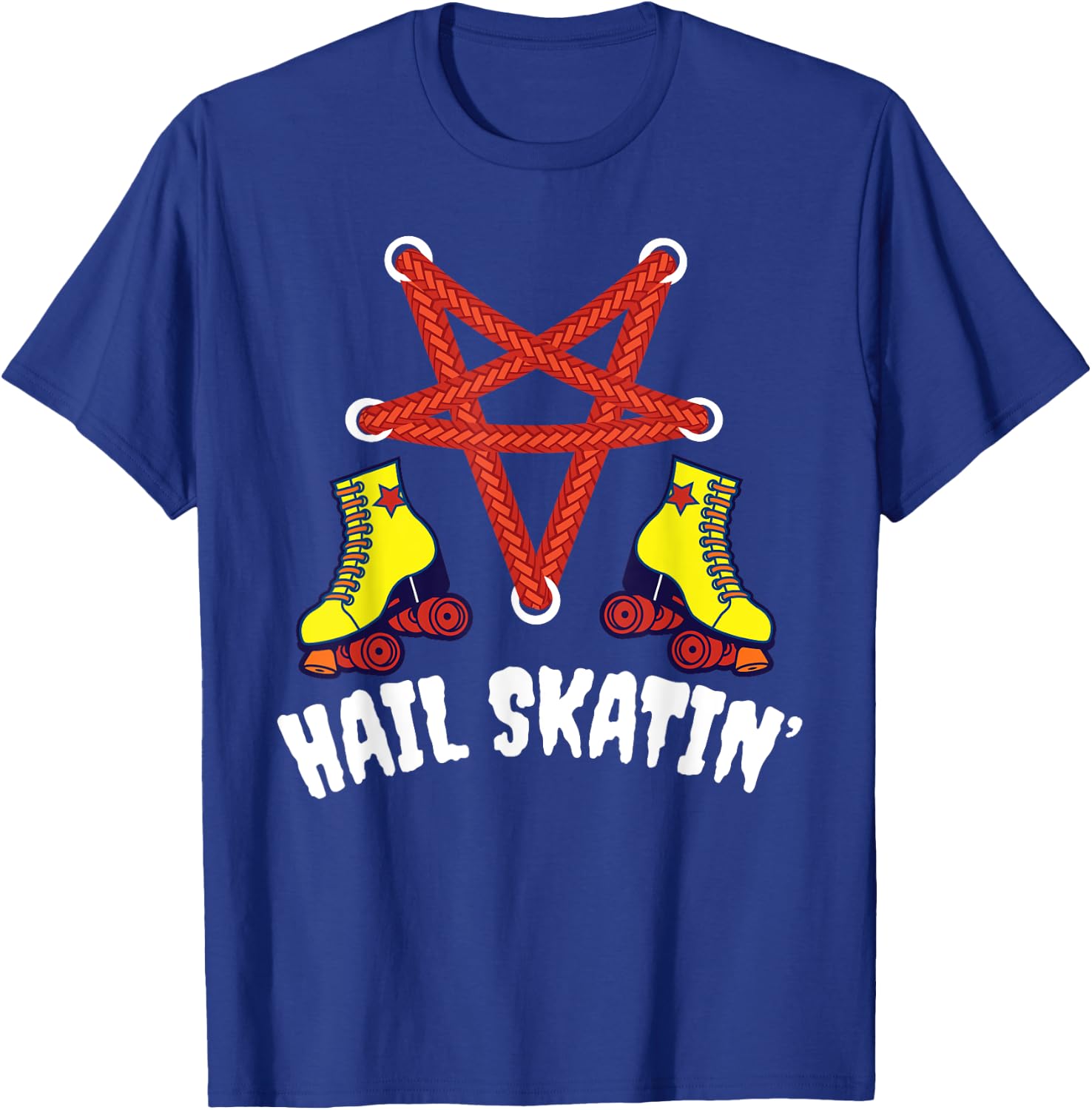 Hail Skatin' Vintage Satan Punk Skating Roller Derby T-Shirt - T-Shirt | Royal