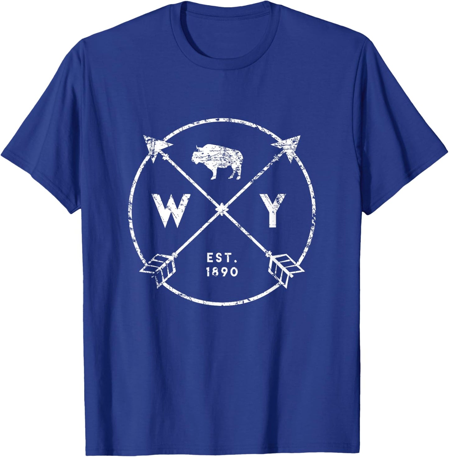 Wyoming Adventure Est 1890 Buffalo Arrows State Hometown T-Shirt - T-Shirt | Royal