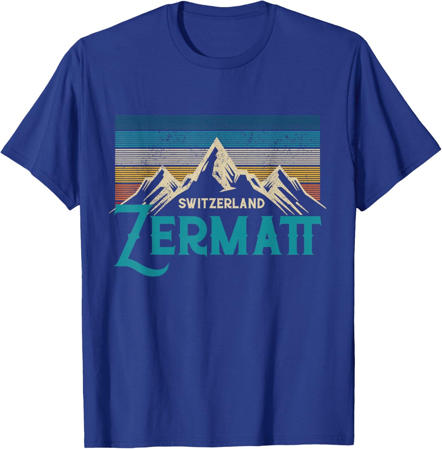 Zermatt Switzerland Vintage Mountains Ski Souvenir Gift T-Shirt - T-Shirt | Royal