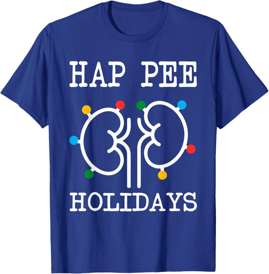 Retro Hap Pee Holidays Christmas Dialysis Nurse Kidney Xmas T-Shirt - T-Shirt | Royal