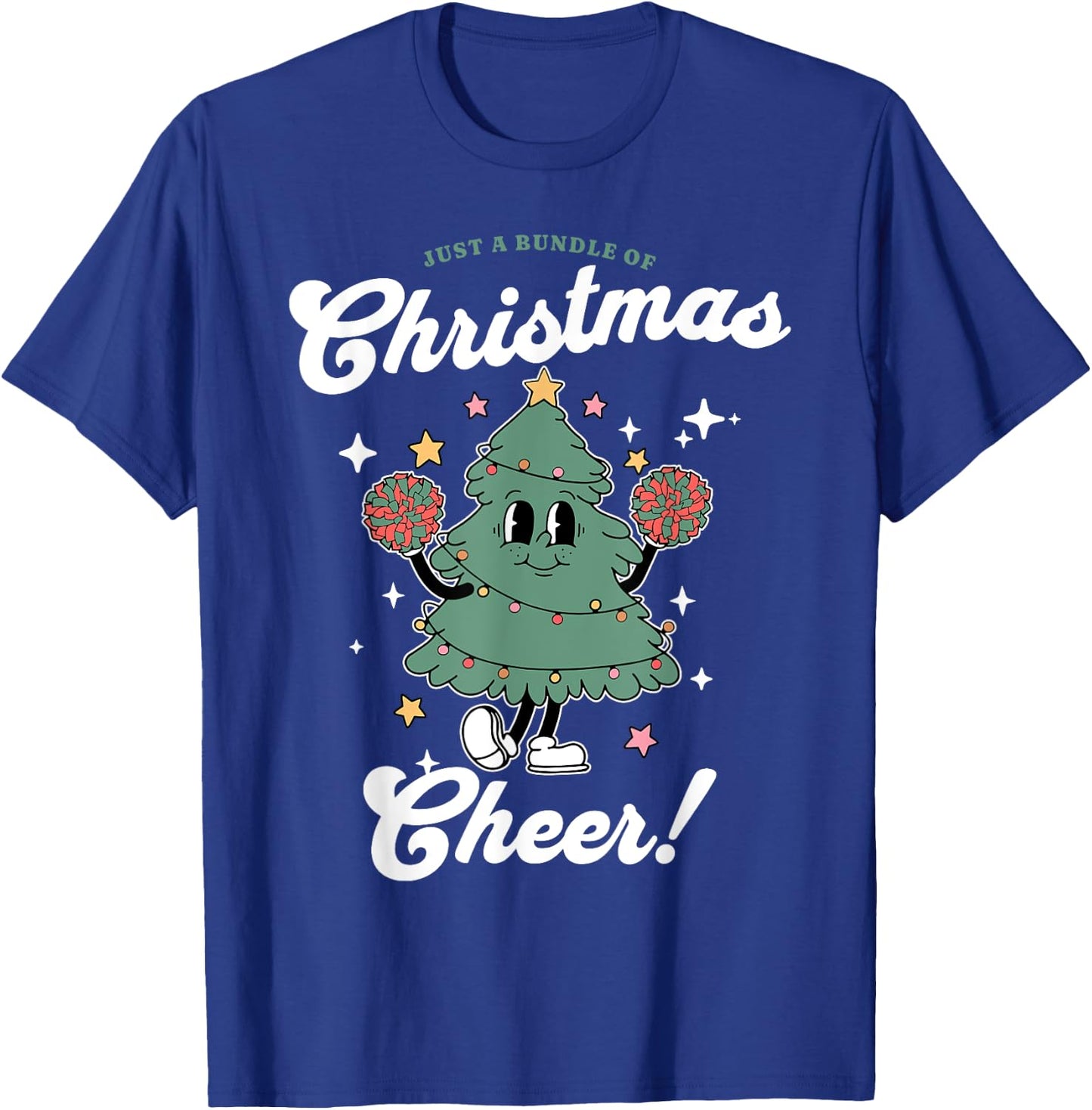 Cheerleader Cute Christmas Tree Cheerleading Women's -Adults, Girls Black Small Classic Fit Christmas Tree Holiday T-Shirt - T-Shirt | Royal