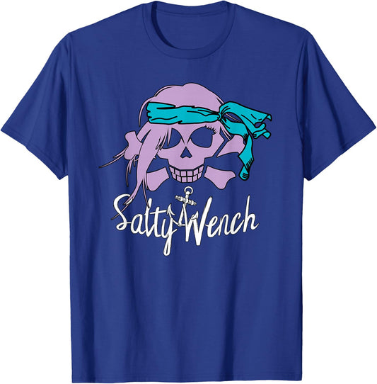 Salty Wench T Shirts Girl Pirate Skull Crossbones Anchor T-Shirt - T-Shirt | Royal