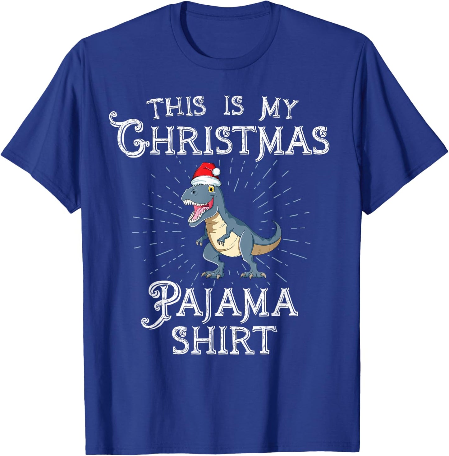 Retro This Is My Christmas Pajama TRex Dinosaur Christmas T-Shirt - T-Shirt | Royal