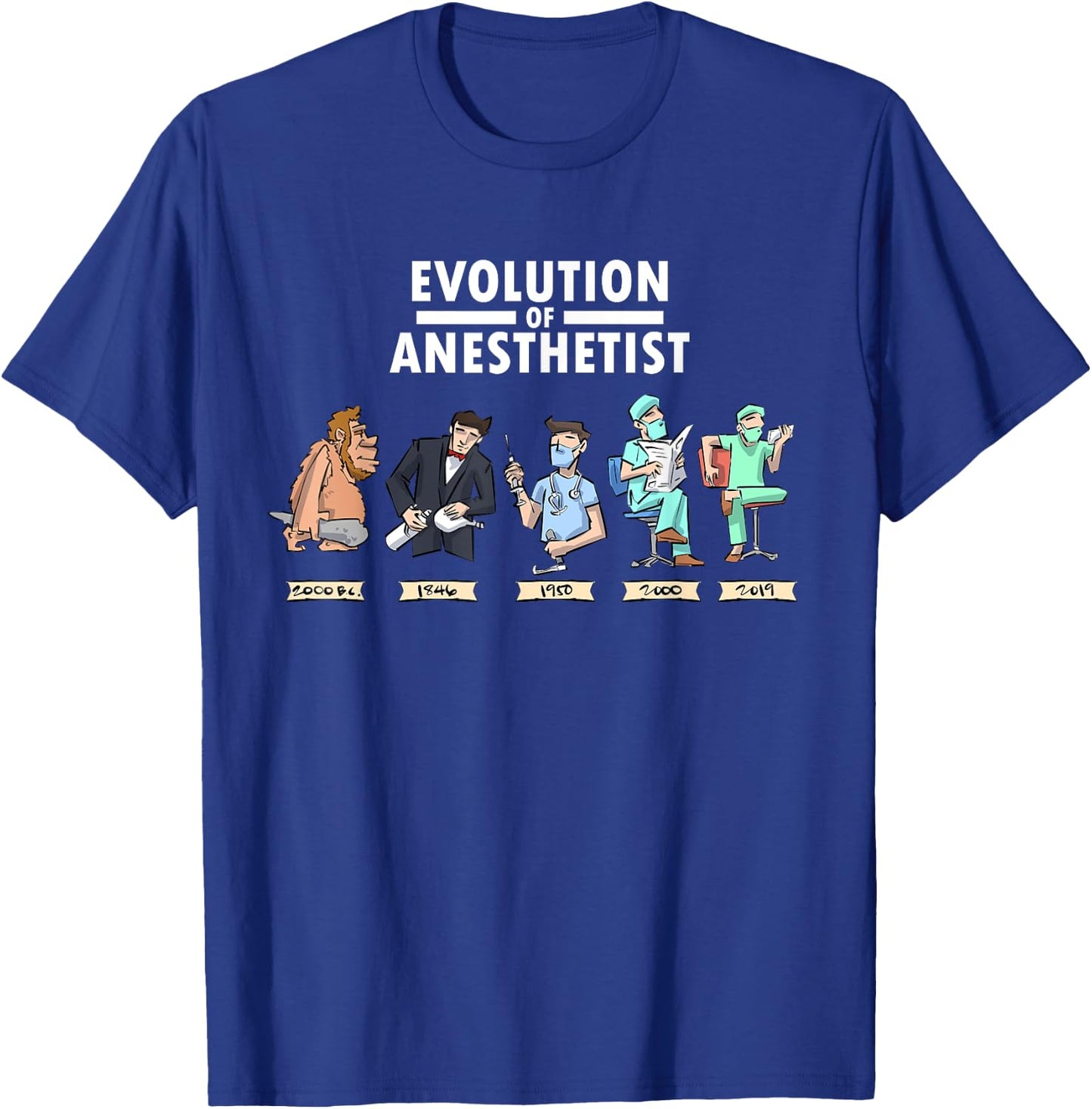 Funny Anesthesia T shirt Evolution of Anesthesia Gift T-Shirt - T-Shirt | Royal