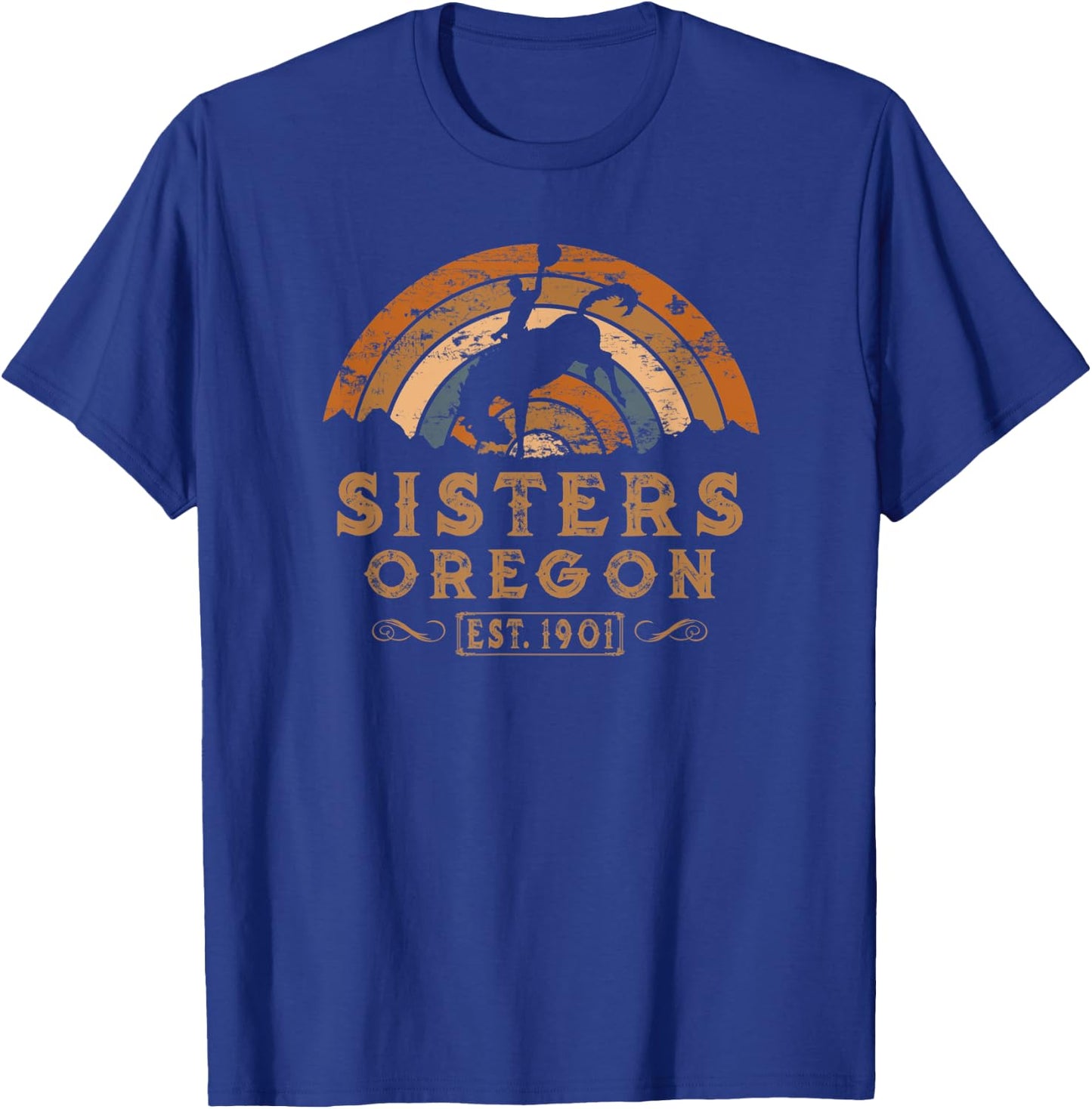 Sisters, Oregon OR retro Style Rodeo Cowboy T-Shirt - T-Shirt | Royal