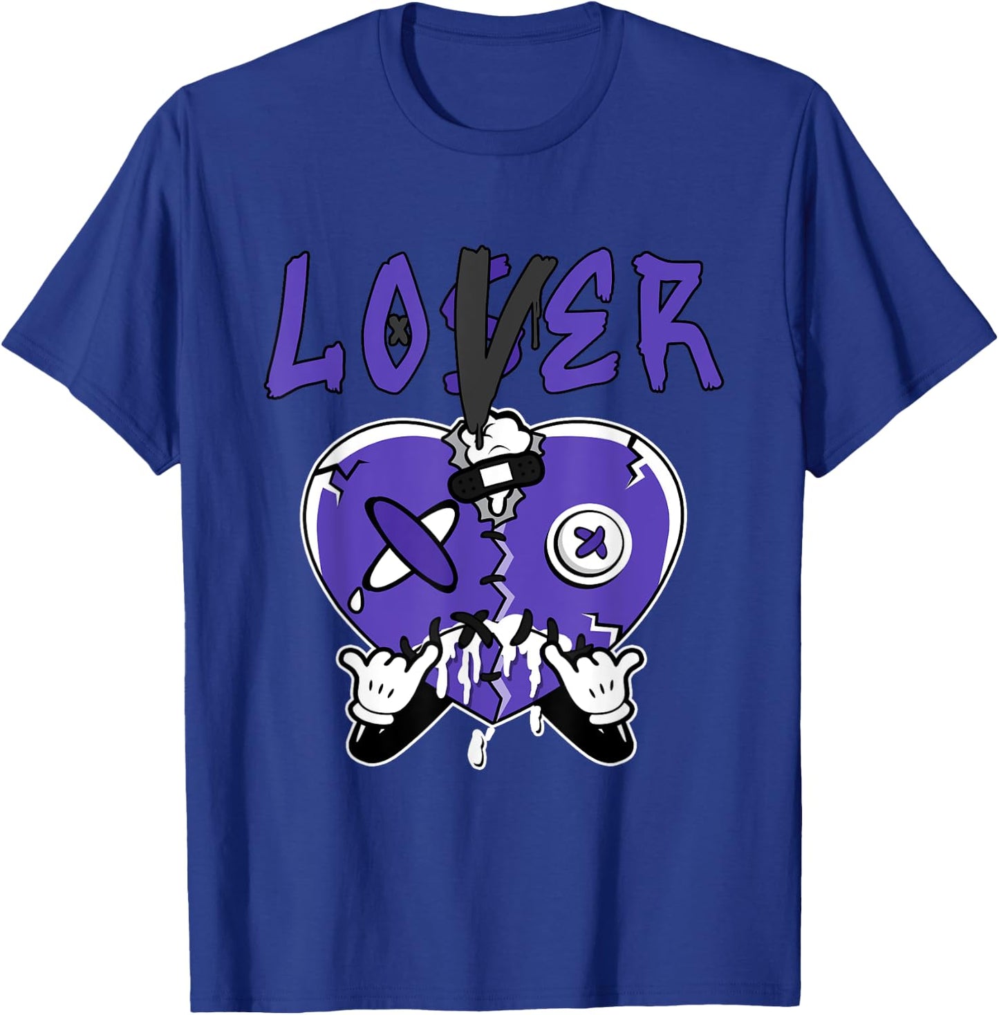 Loser Love Drip Heart Matching Black Field Purple 12s T-Shirt - T-Shirt | Royal