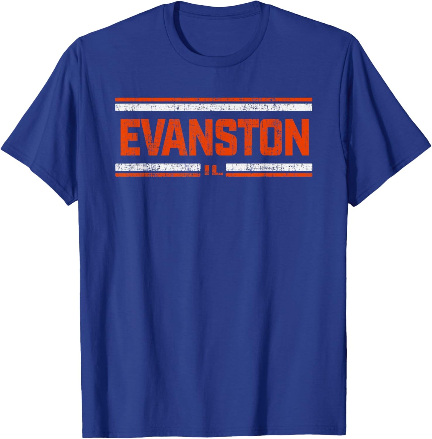 Retro Vintage Evanston IL Distressed T-Shirt - T-Shirt | Royal