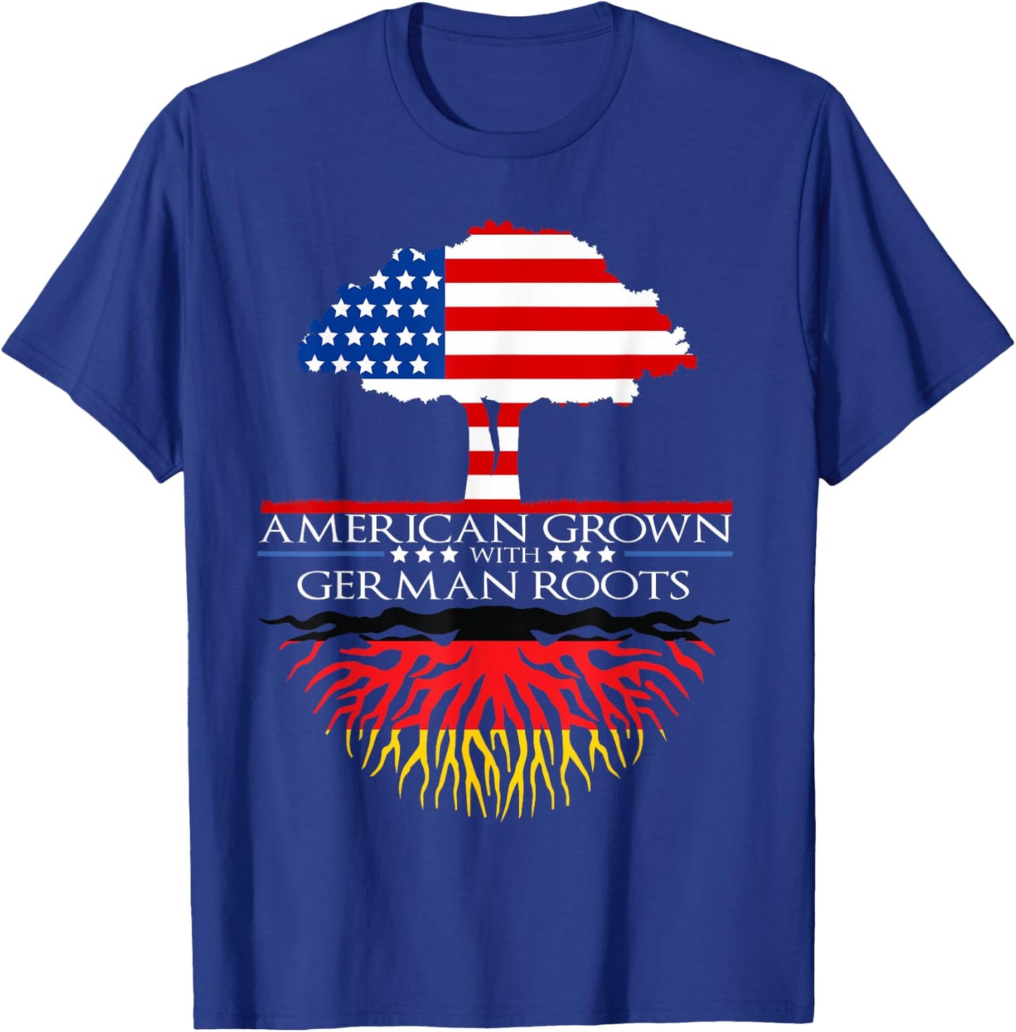 German Roots American Grown Tree Flag USA Germany T-Shirt - T-Shirt | Royal