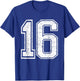 Number 16 Birthday Varsity Sports Team Jersey T-Shirt - T-Shirt | Royal