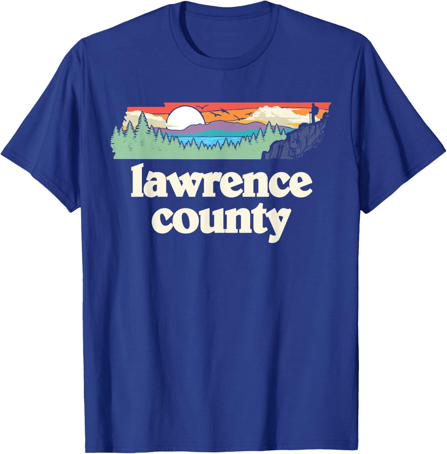 Lawrence County Tennessee Outdoors Retro Nature Graphic T-Shirt - T-Shirt | Royal