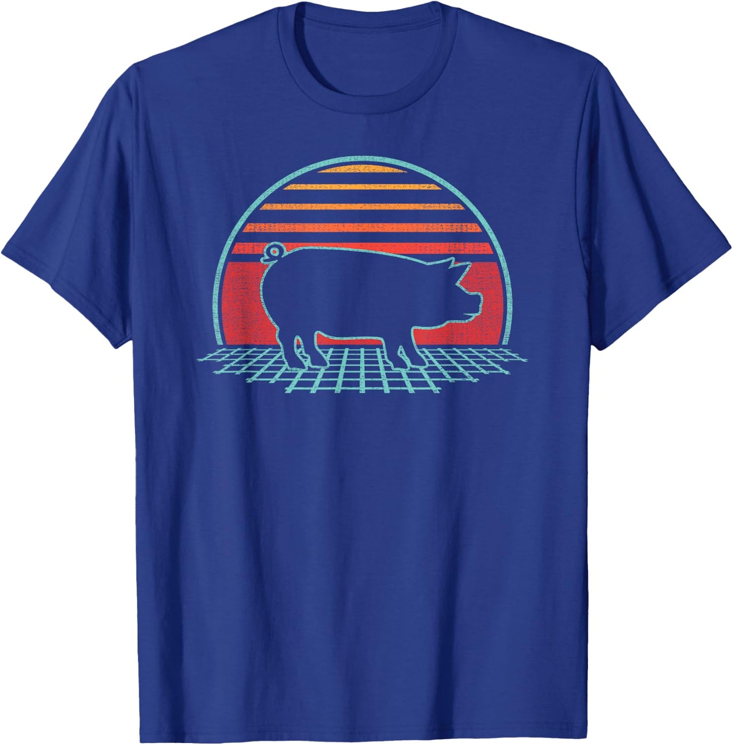 Pig Lover Farmer Farm Animal Retro Vintage 80s Style T-Shirt - T-Shirt | Royal