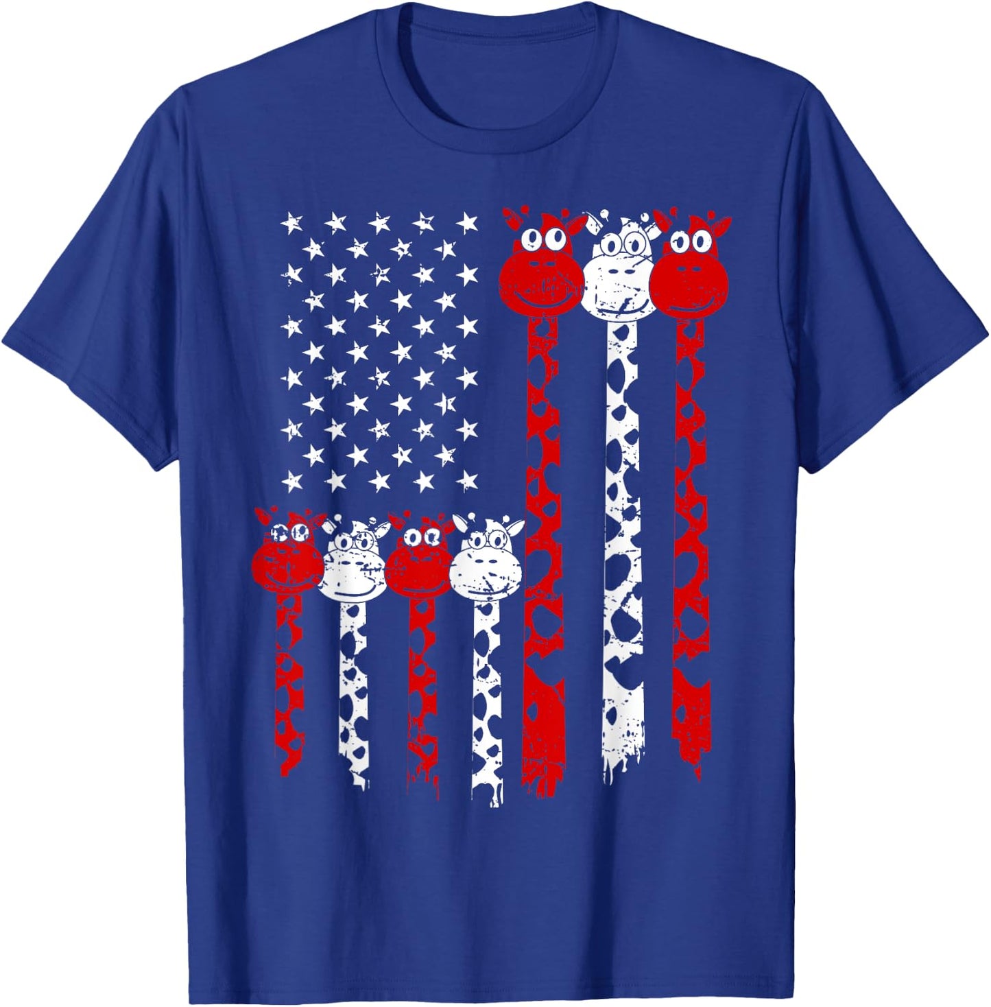 American Flag Giraffe 4th of July Cute USA Gift T-Shirt - T-Shirt | Royal