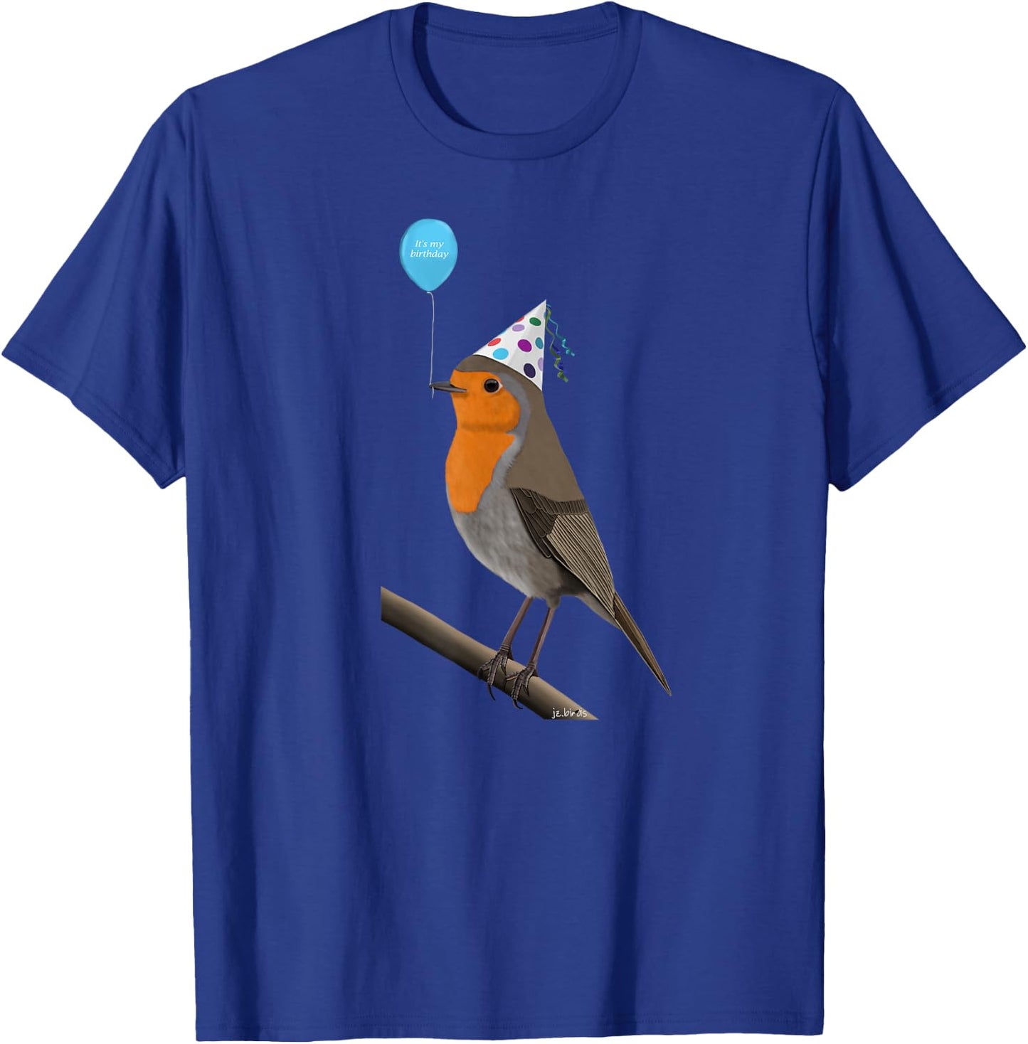 Bird Motif Robin Bird Animal Drawing Birthday T-Shirt - T-Shirt | Royal