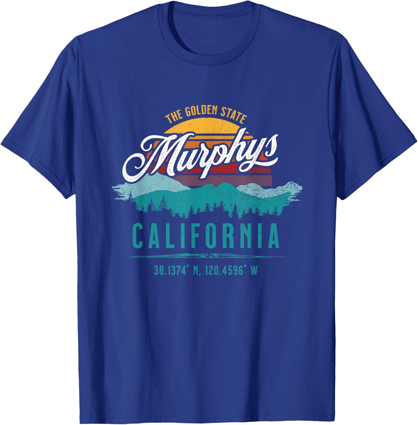 Retro Murphys California Mountains Sun Grunge Art Souvenir T-Shirt - T-Shirt | Royal