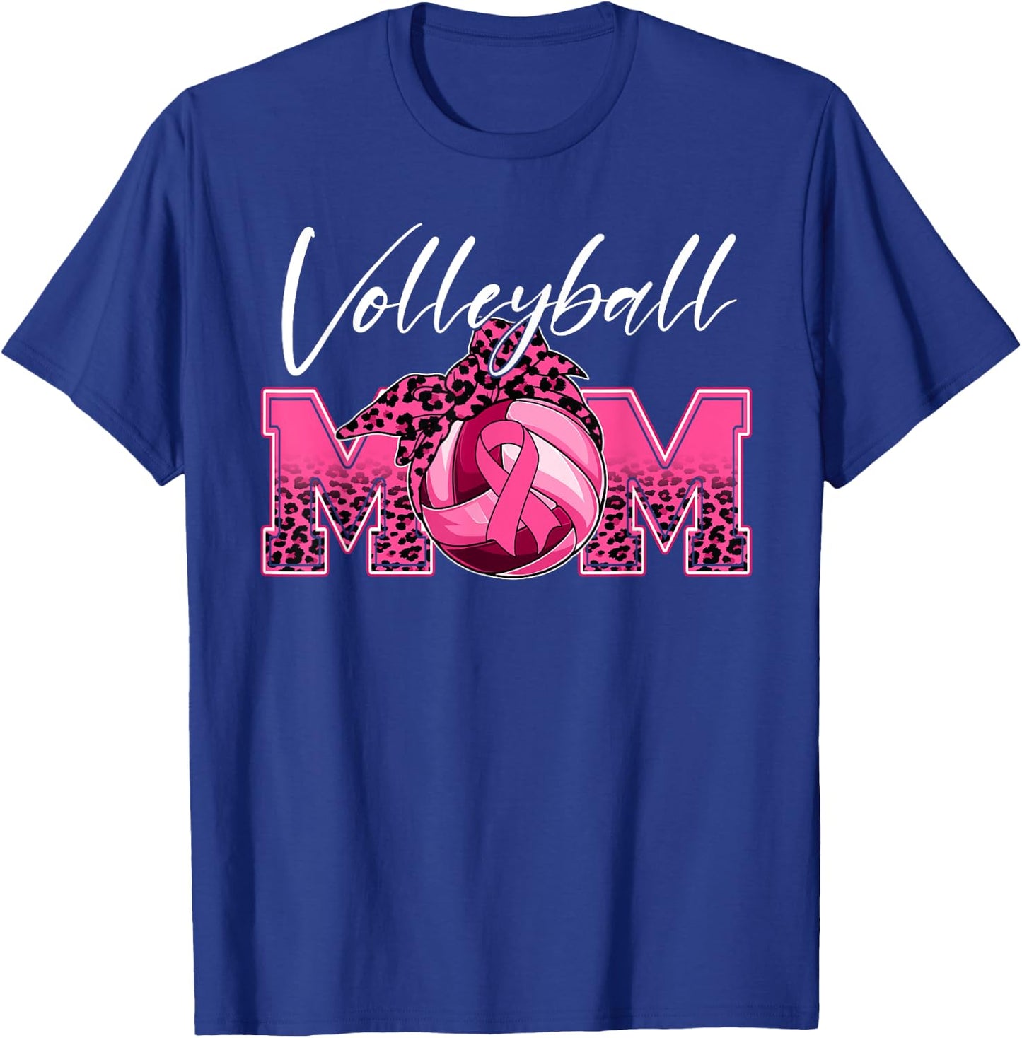 Volleyball Mom Breast Cancer Awareness Day Pink Ribbon Women T-Shirt - T-Shirt | Royal