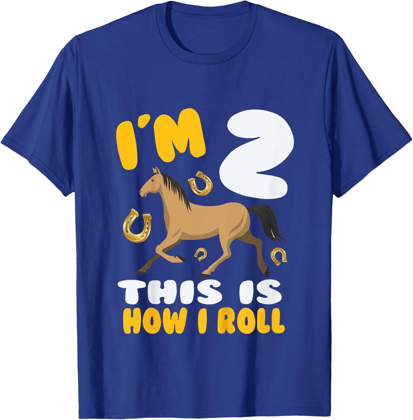 Im 2 This Kid Loves Horse Riding 2nd Year Birthday Theme T-Shirt - T-Shirt | Royal