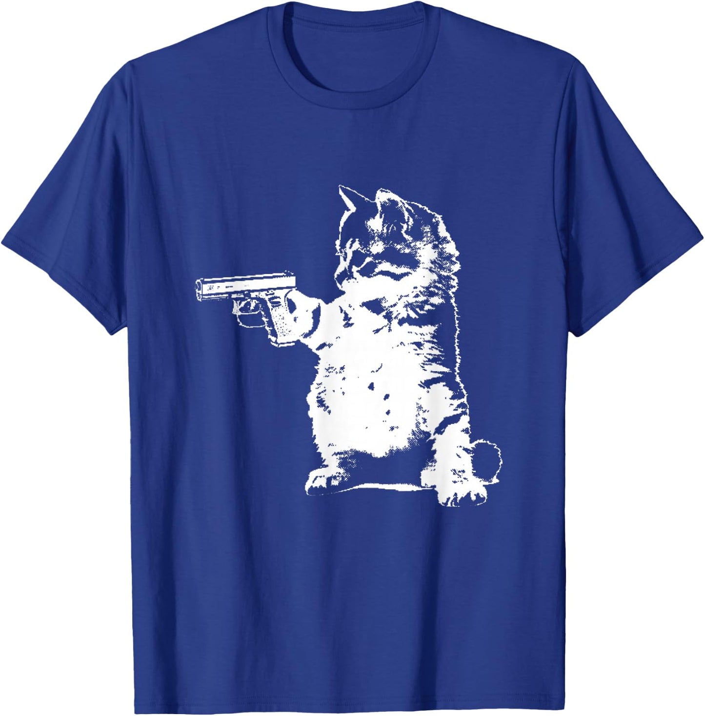 Gun kitty funny cat T-Shirt - T-Shirt | Royal