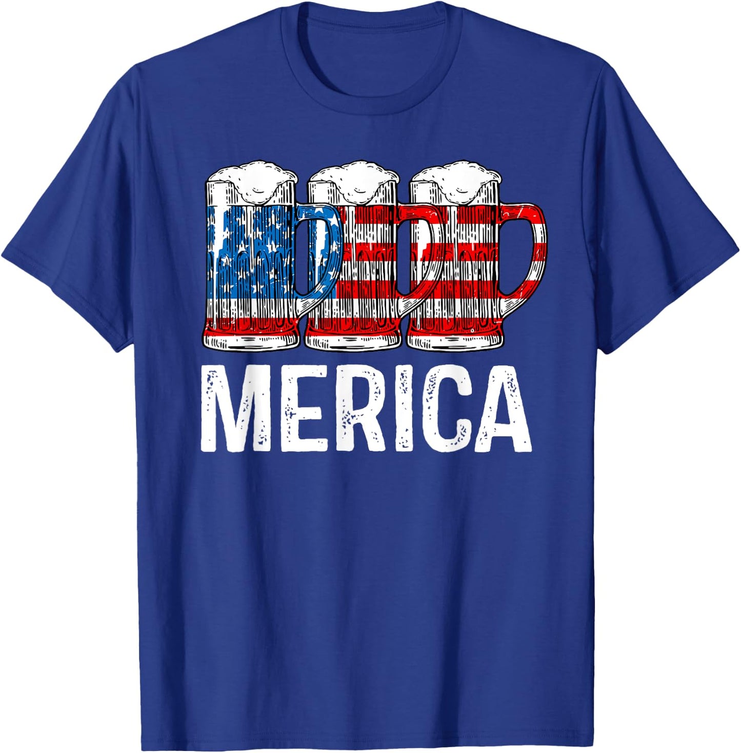 Merica Beer American Flag T shirt 4th of July Shirt Gift Men T-Shirt - T-Shirt | Royal