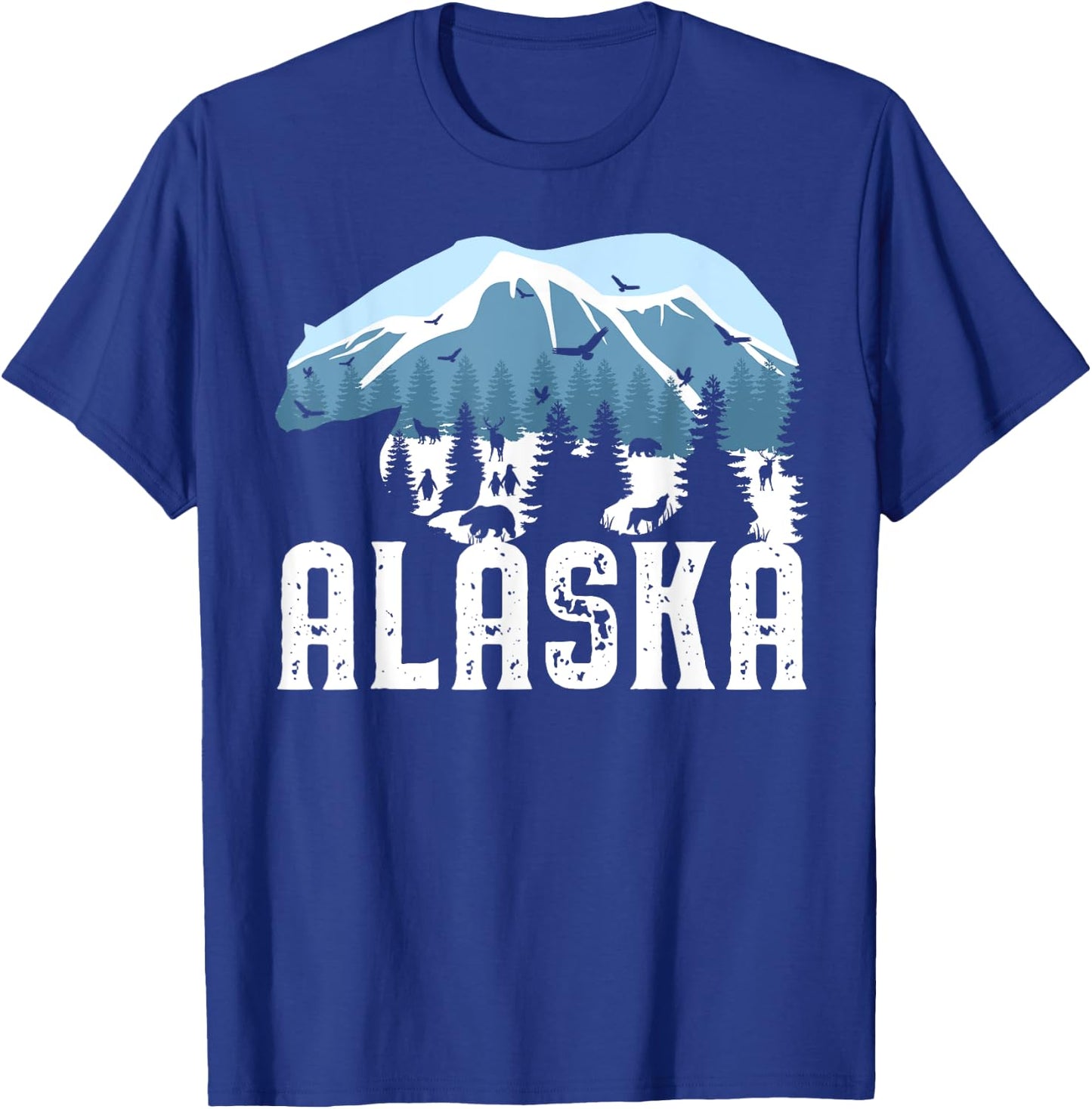 Alaska T Shirt Polar Bear Wild Animal Snow Mountain & Nature T-Shirt - T-Shirt | Royal