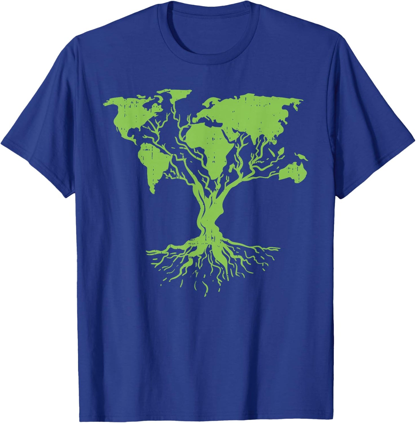 Earth Day Shirt Cute World Map Tree Pro Environment Plant T-Shirt - T-Shirt | Royal