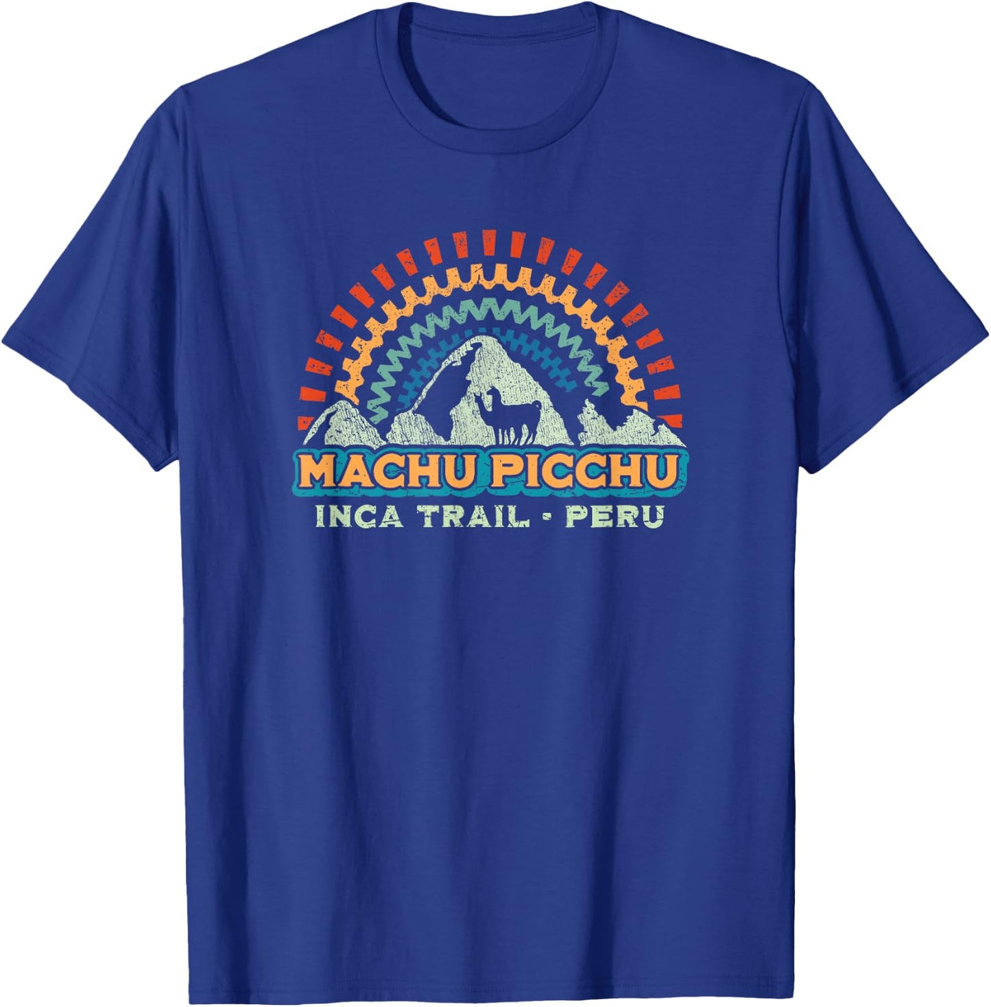 Machu Picchu Retro Llama | Cuzco Peru | Vintage Inca Trail T-Shirt - T-Shirt | Royal