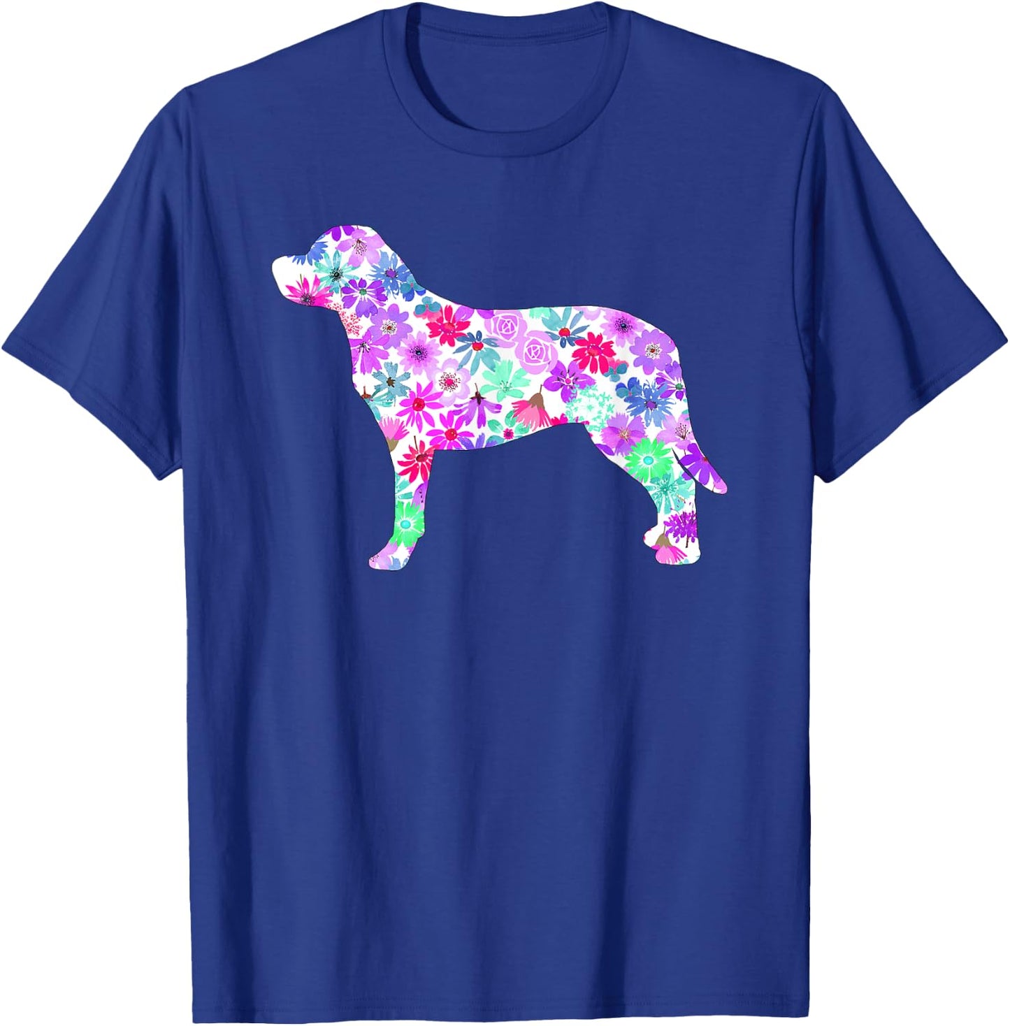 Colorful Watercolor Art Floral Flower Labrador Retriever T-Shirt - T-Shirt | Royal