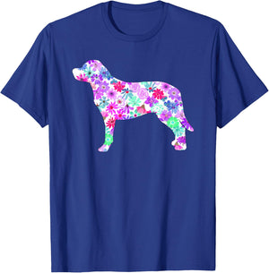 Colorful Watercolor Art Floral Flower Labrador Retriever T-Shirt - T-Shirt | Royal