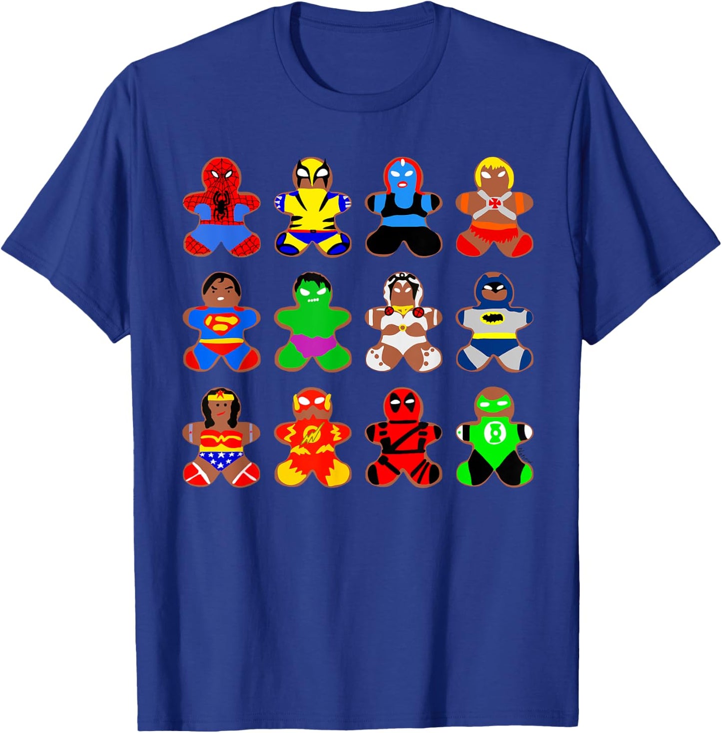 Superhero Gingerbread Man Women Men Christmas Xmas T-Shirt - T-Shirt | Royal