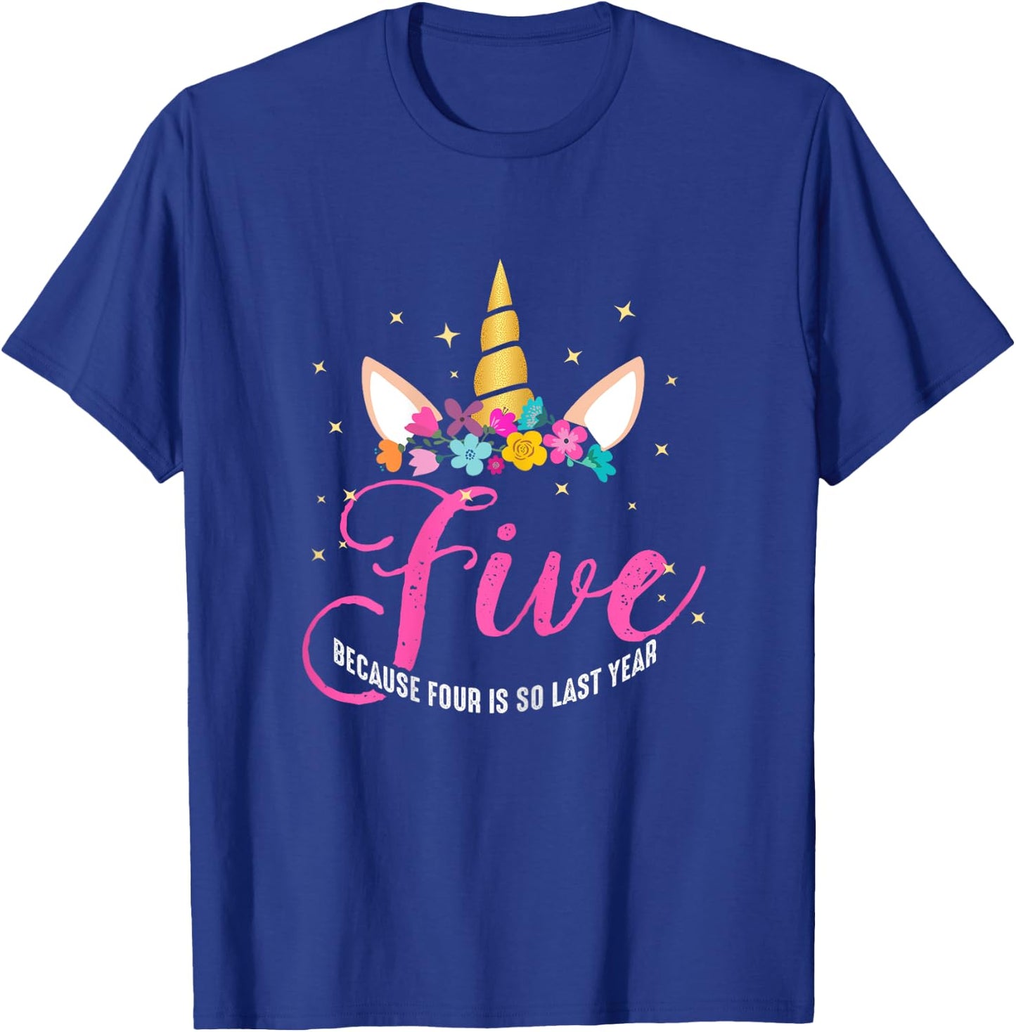 5 Years Old Birthday Girl Gifts Unicorn 5th Birthday T-Shirt - T-Shirt | Royal