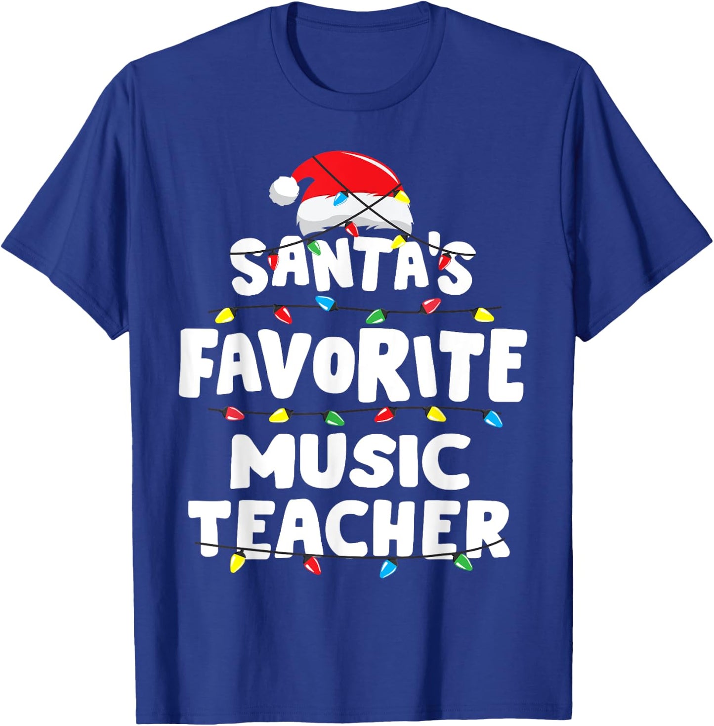 Music Teacher Santa's Favorite Funny Gift Xmas Men Women Kids T-Shirt - T-Shirt | Royal