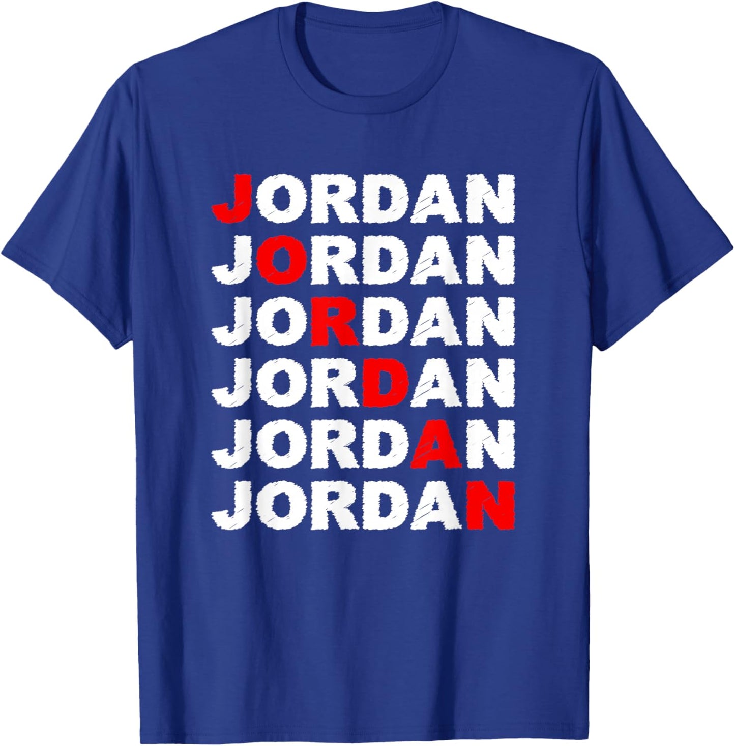 Name Jordan Distressed Typography Diagonal Design T-Shirt - T-Shirt | Royal
