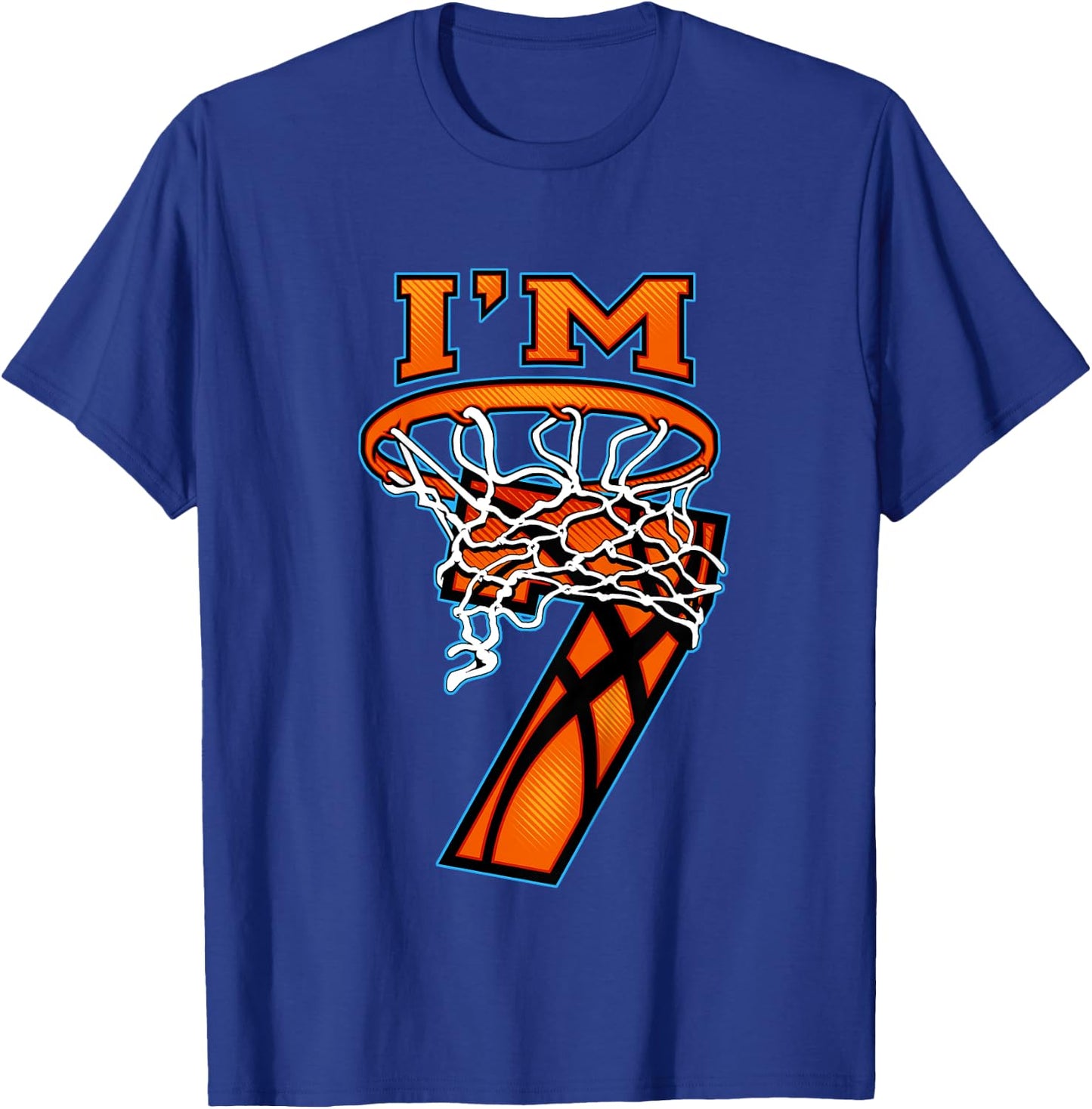 Basketball I'm 7 Boy Girl 7th Birthday Gift T-Shirt - T-Shirt | Royal