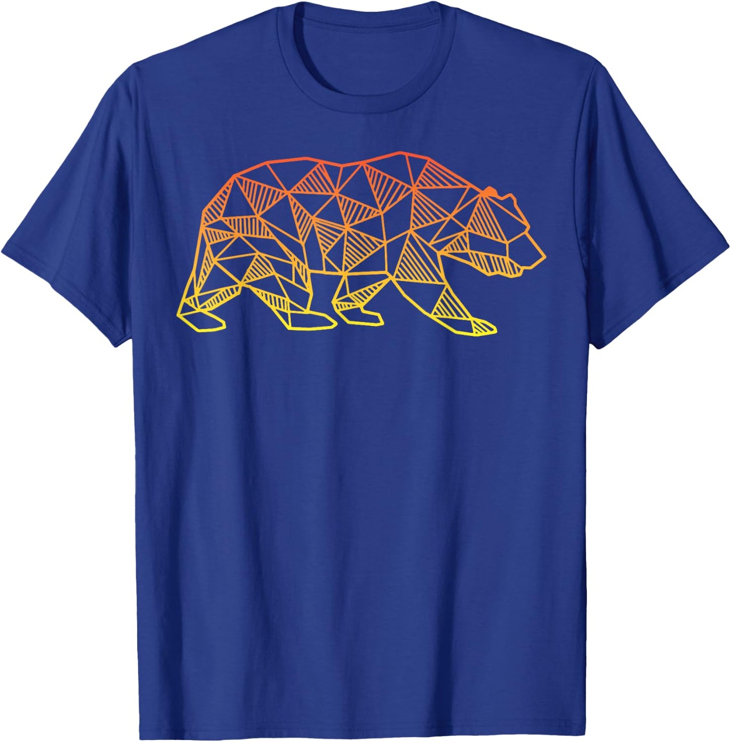 Geometric Bear Retro T Shirt Wild Alaska Mountain Animal T-Shirt - T-Shirt | Royal