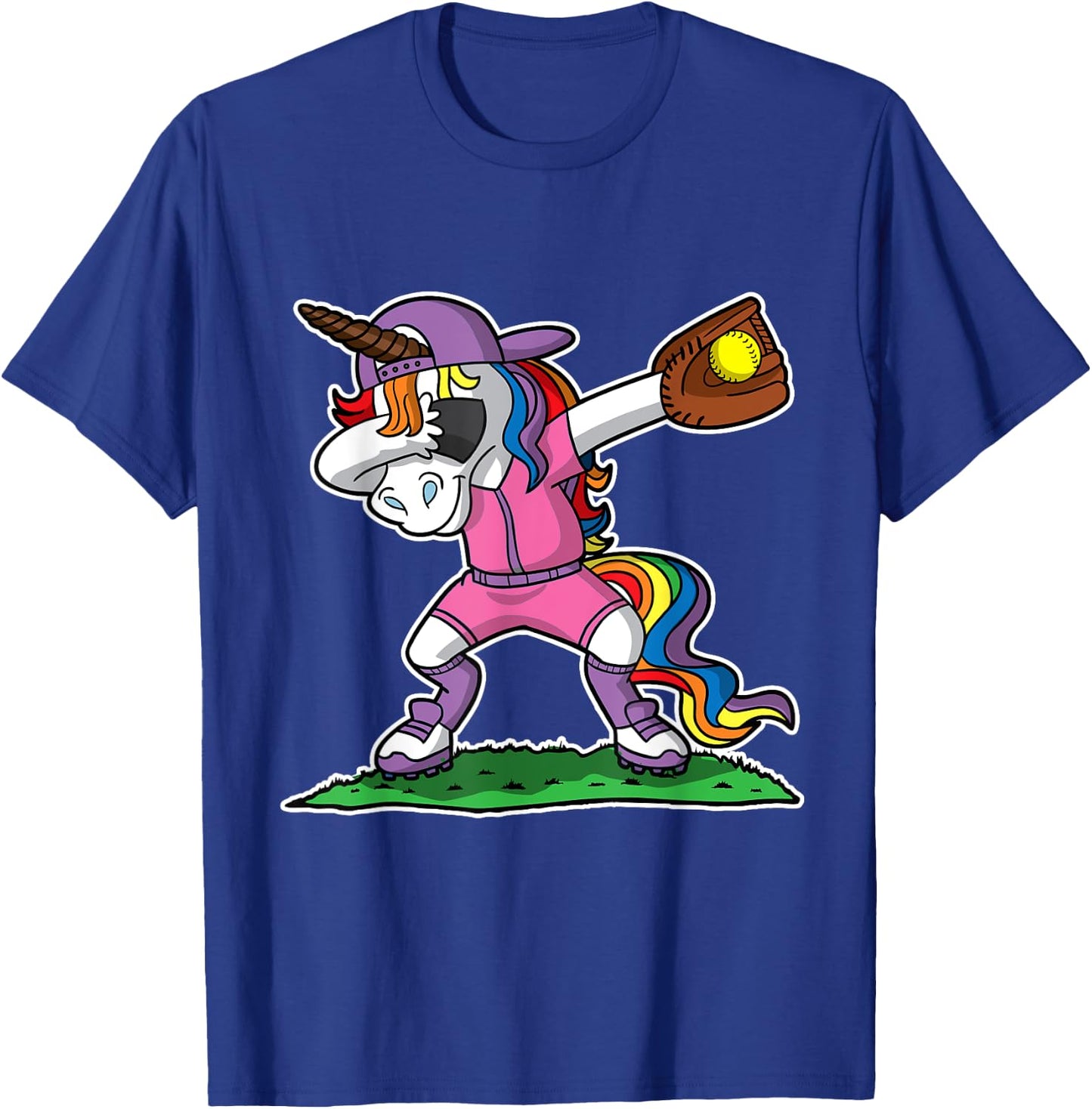 Dabbing Unicorn Softball Girls Women Kids Youth Toddler Teen T-Shirt - T-Shirt | Royal