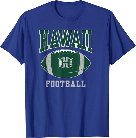 University of Hawaii Rainbow Warriors Football Ball T-Shirt - T-Shirt | Royal